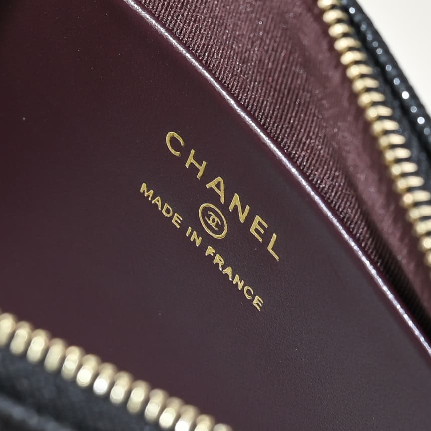 Chanel Chain Wallet Grained Shiny Calfskin & Gold-Tone Metal AS4704 Black A