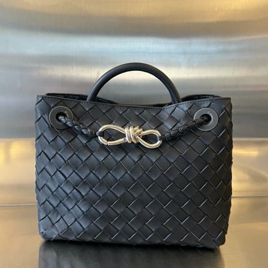 Small Andiamo Top handle Silver Metal bag Black High