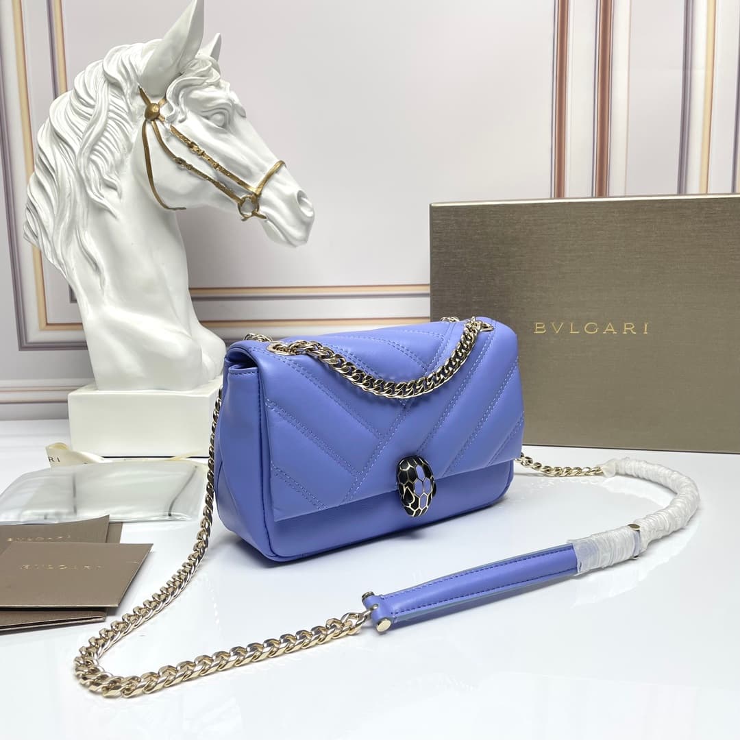 Bulgari Serpenti Cabochon Crossbody Bag in purple leather high