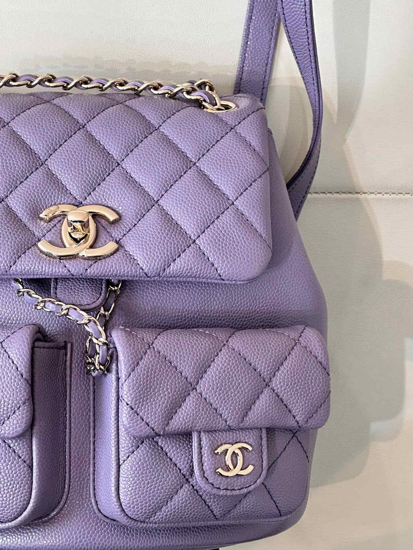 Chanel BACKPACK AS3860 Grained Shiny Calfskin & Gold-Tone Metal Purple TOP