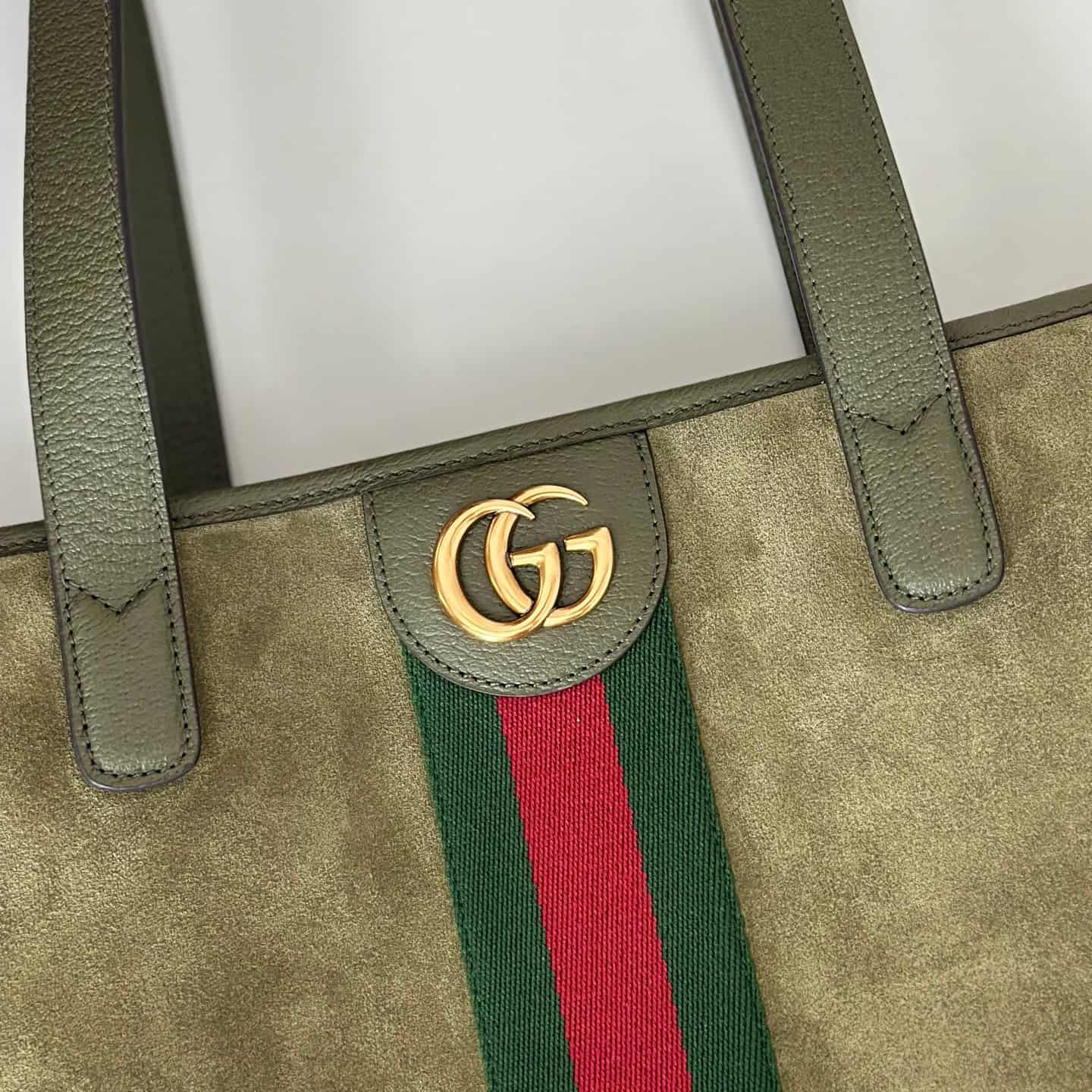 Gucci Ophidia medium tote bag 834465 dark green suede High