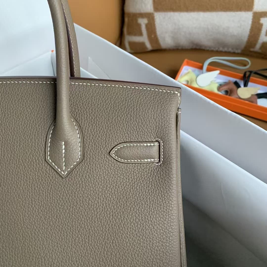 Hermes Birkin 25/30/35cm Bag Togo Leather With Veins WAX High Etoupe Customizing Style