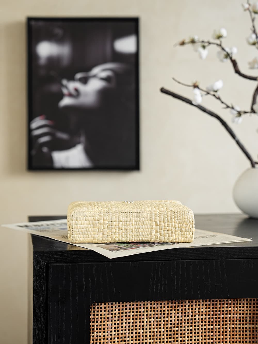 Chanel Classic Vanity with Chain Braided Raffia & Gold-Tone Metal Beige AP4385 A