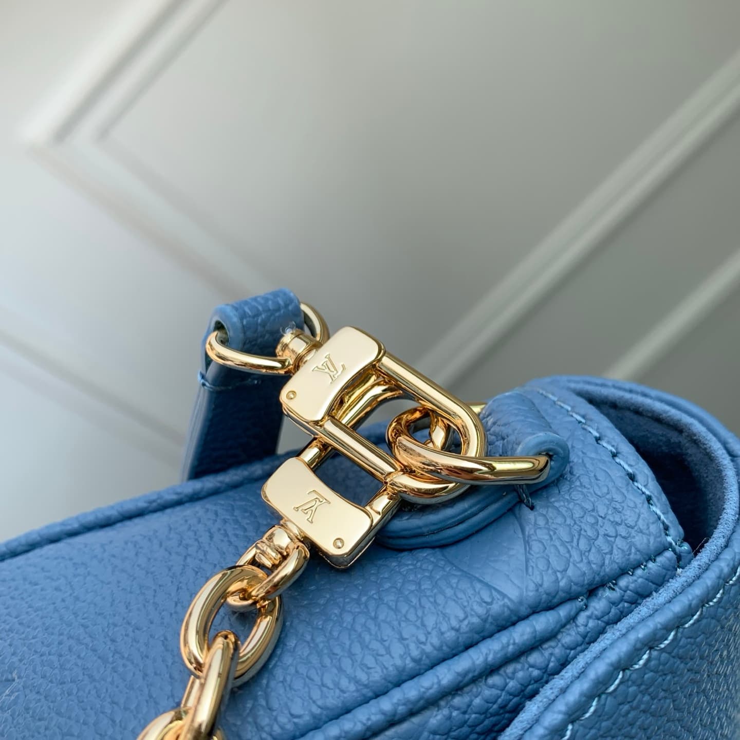 Louis Vuitton Wallet On Chain Ivy Blue Jeans Embossed grained cowhide leather M27755 High