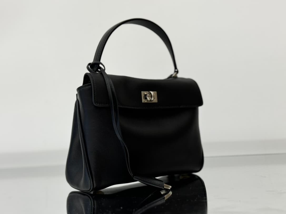 Balenciaga Rodeo Mini Bag in Black Leather With Silver-Tone Metal TOP