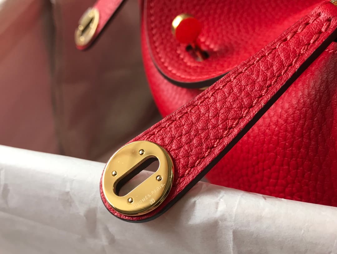 Hermes Lindy Mini Bag Calfskin Leather In Red High