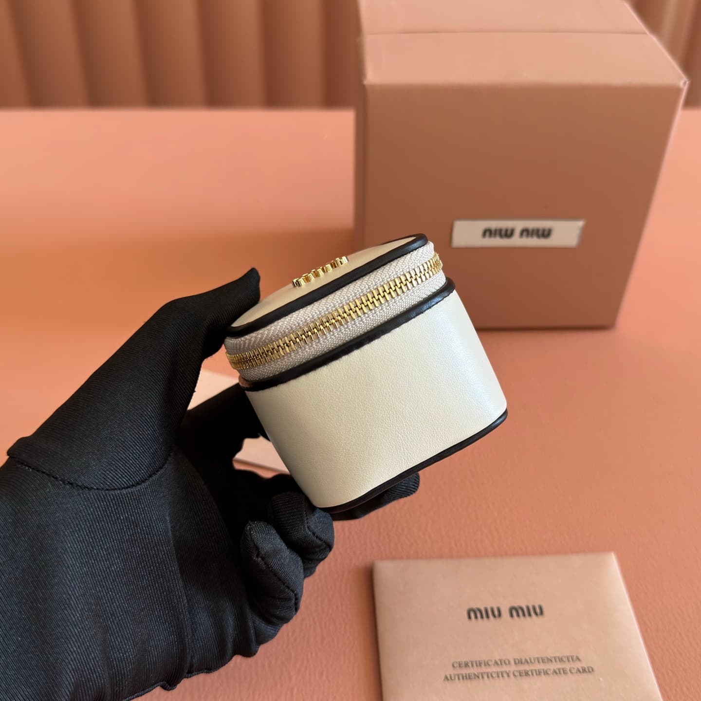 Miu Miu leather keyring pouch 5TL527 White TOP