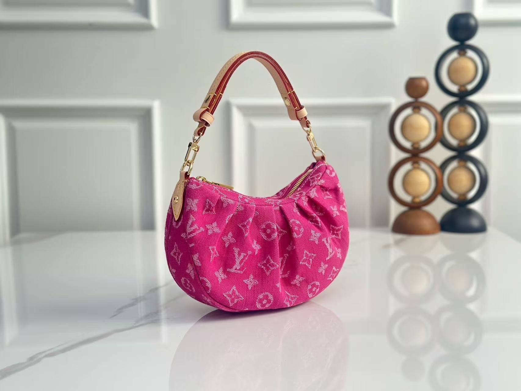 Louis Vuitton Pochette Valley Monogram Denim Fuchsia M28327 High
