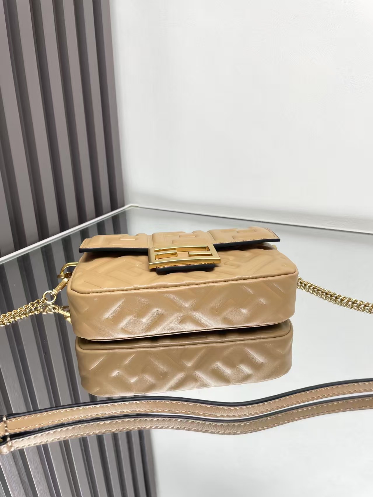 MINI BAGUETTE leather bag beige High