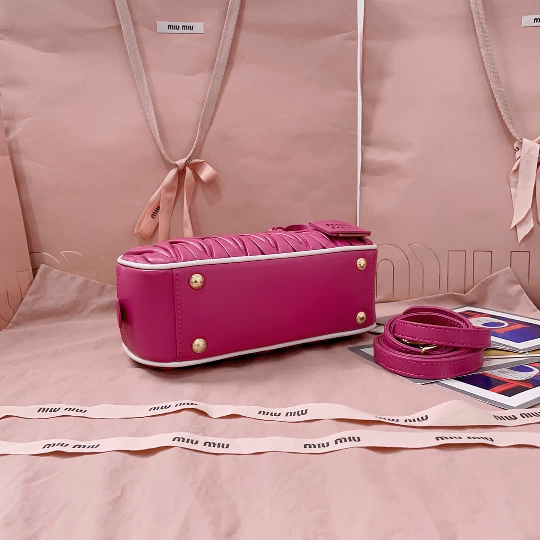 Miu Miu Arcadie matelassé nappa leather bag 5BB142 Rose red High