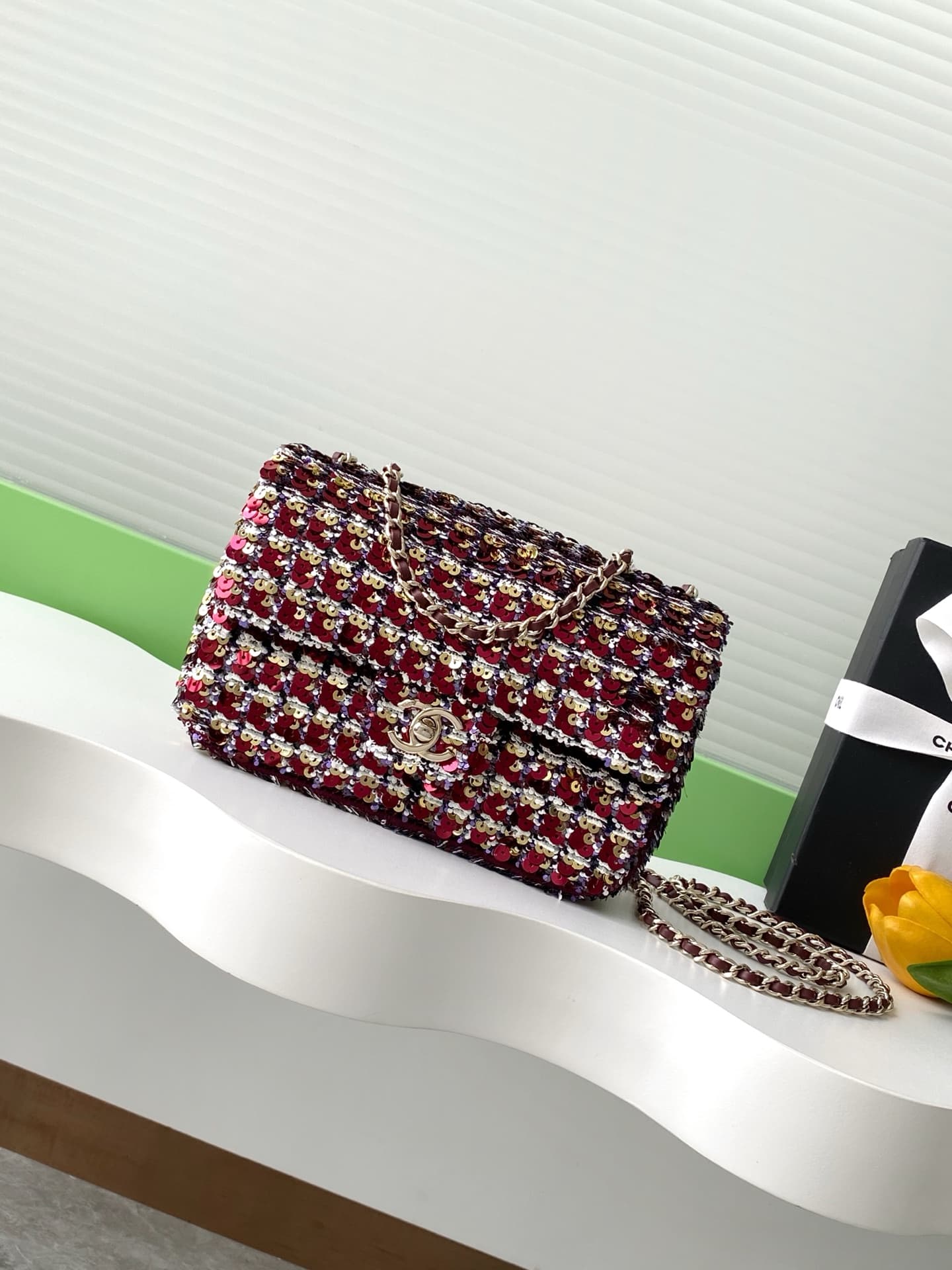 Chanel Flap Bag Sequins & Gold-Tone Metal AS4561  A