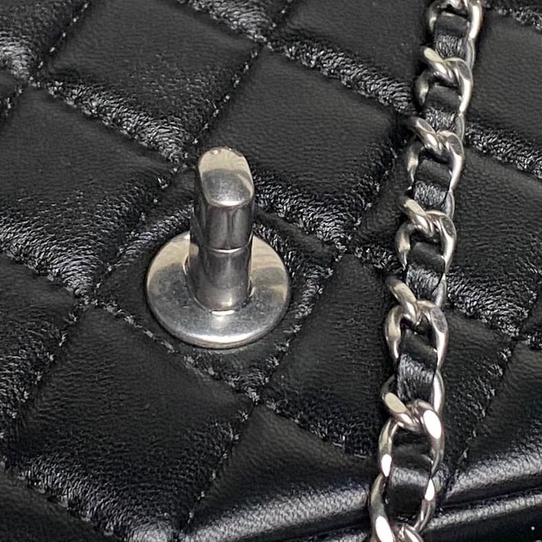 Chanel Classic Flap Bag Lambskin & Silver-Tone Metal AS5756 Black High
