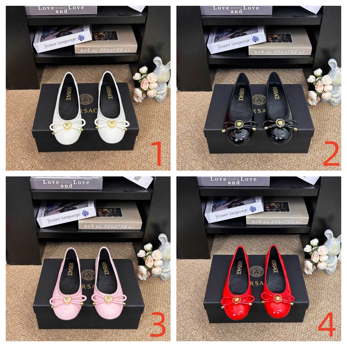 Versace Opera Bow patent-leather Ballet Flats Shoes Women