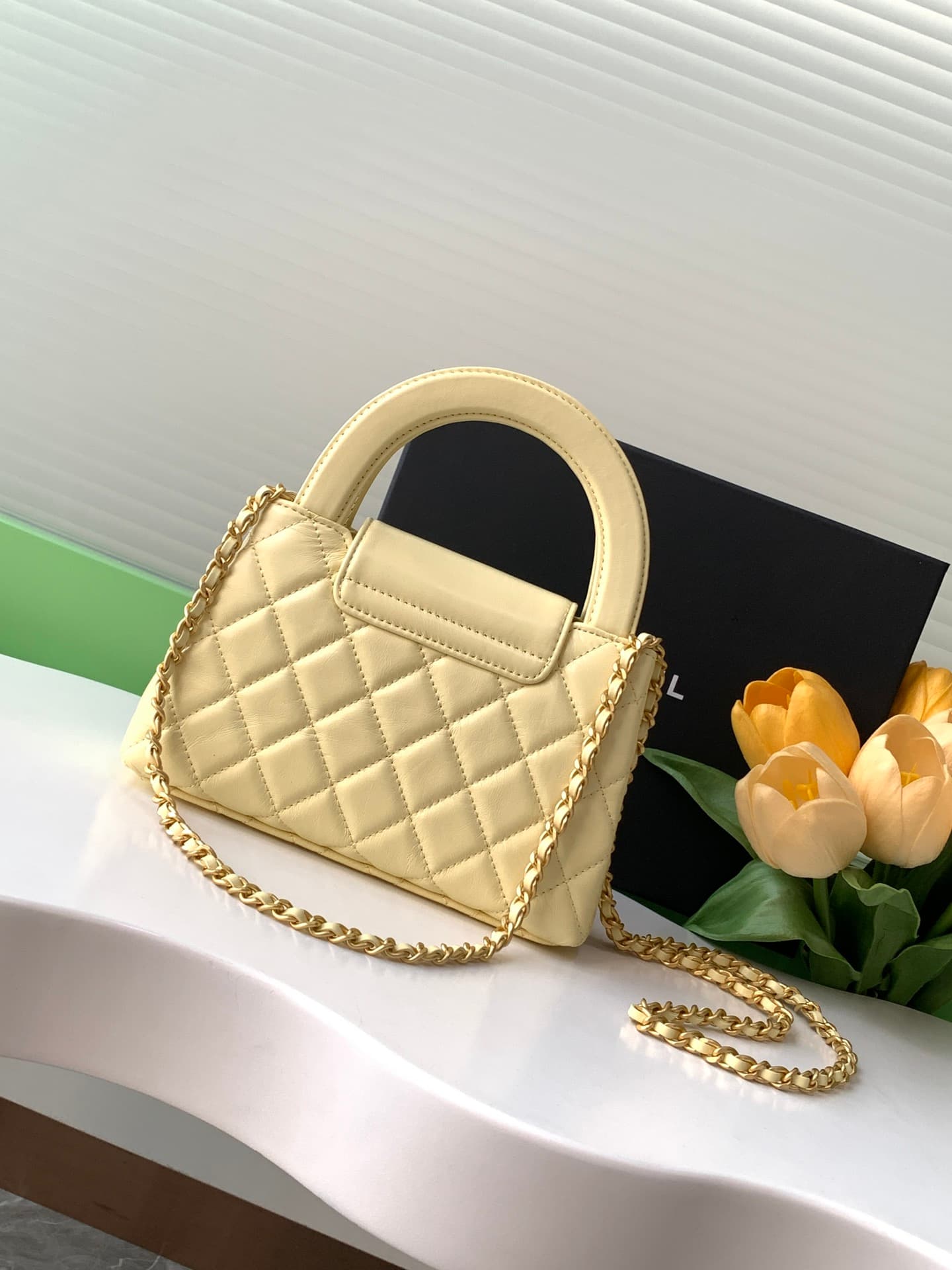 Chanel MINI SHOPPING BAG AS4416 Shiny Aged Calfskin & Gold-Tone Metal Yellow A