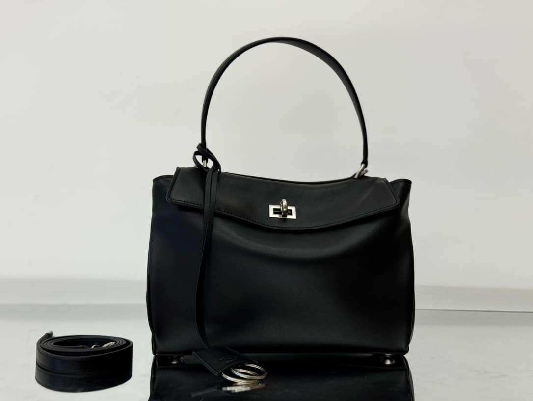 Balenciaga Rodeo Small Bag in Black Leather With Silver-Tone Metal TOP