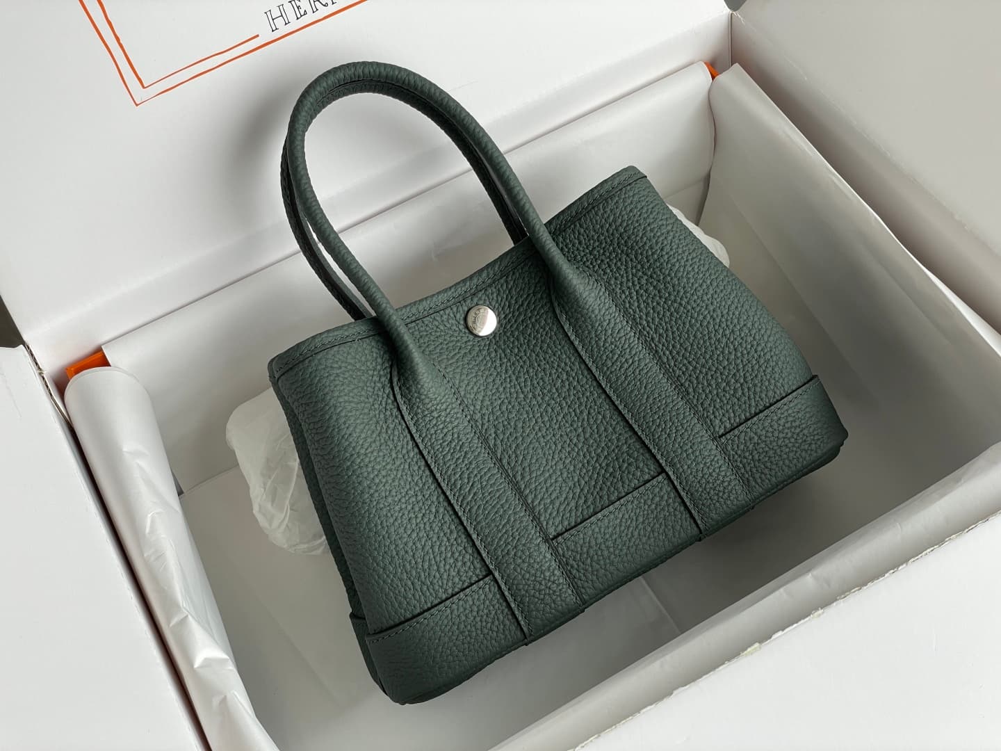 Hermes Garden Party 23 bag in Vert Amande Togo Leather WAX High