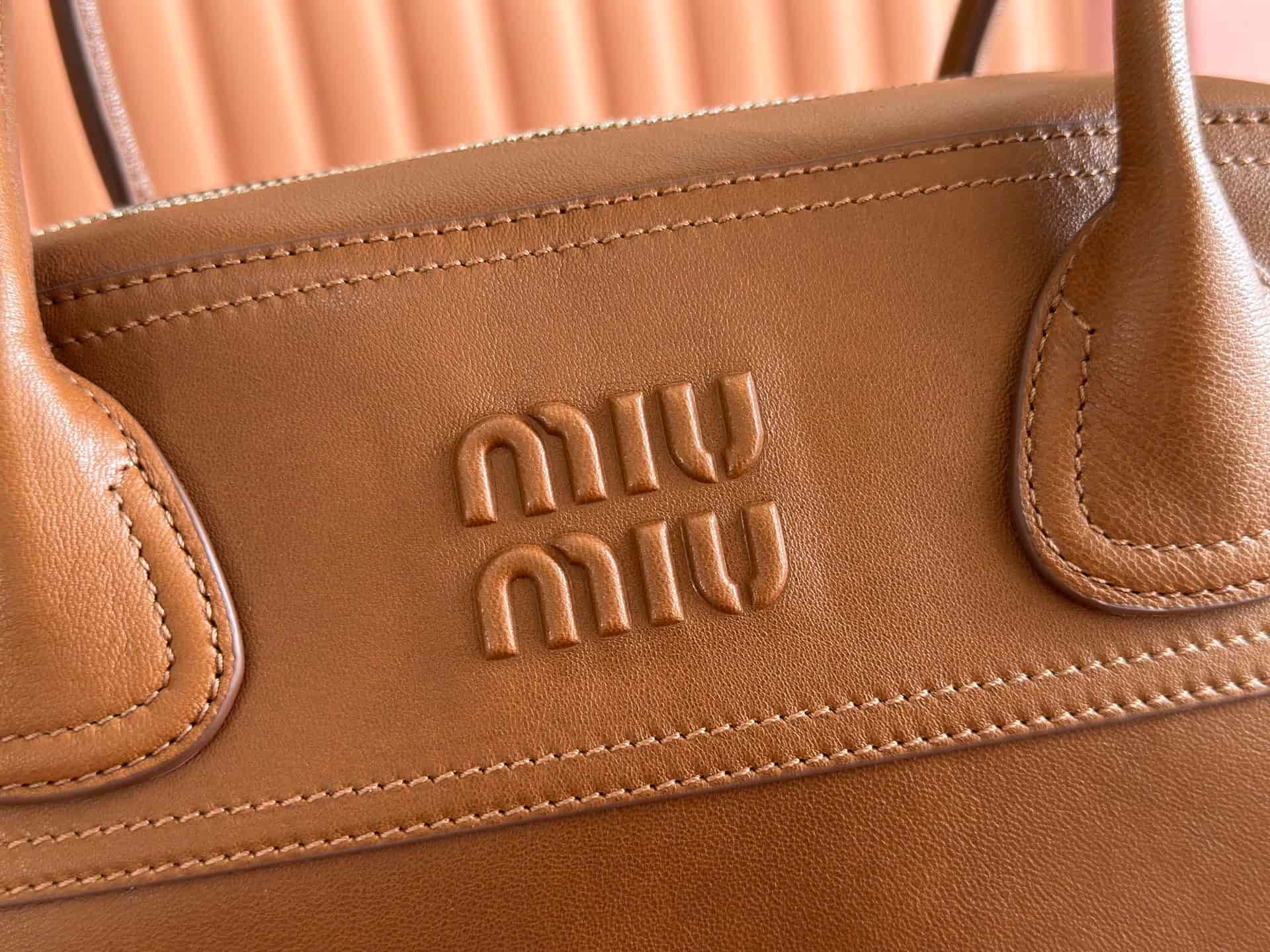 Miu Miu Vivant nappa leather bag Caramel 5BB196 TOP