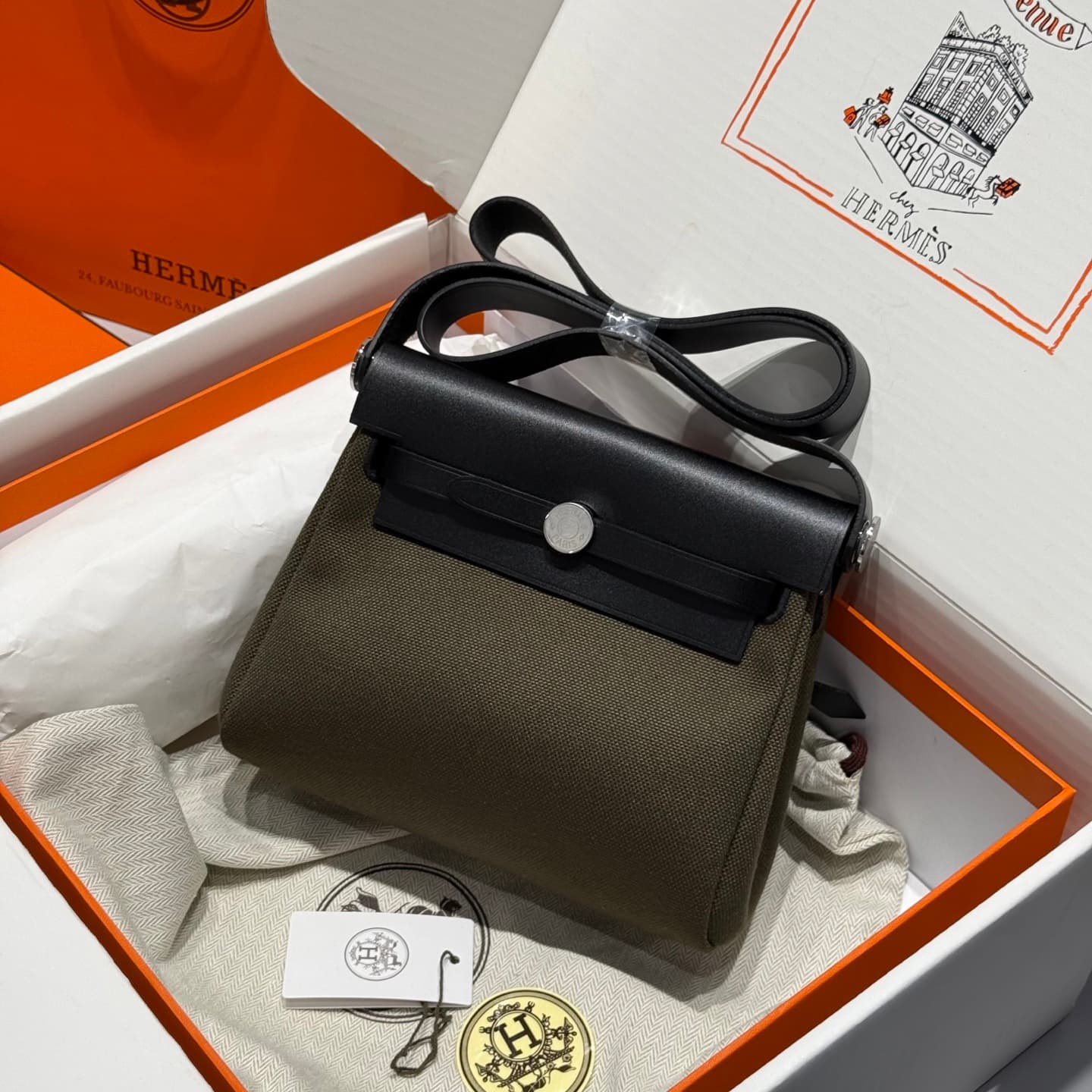 Hermes Herbag Zip Mini 20 bag Canvas and Leather TOP
