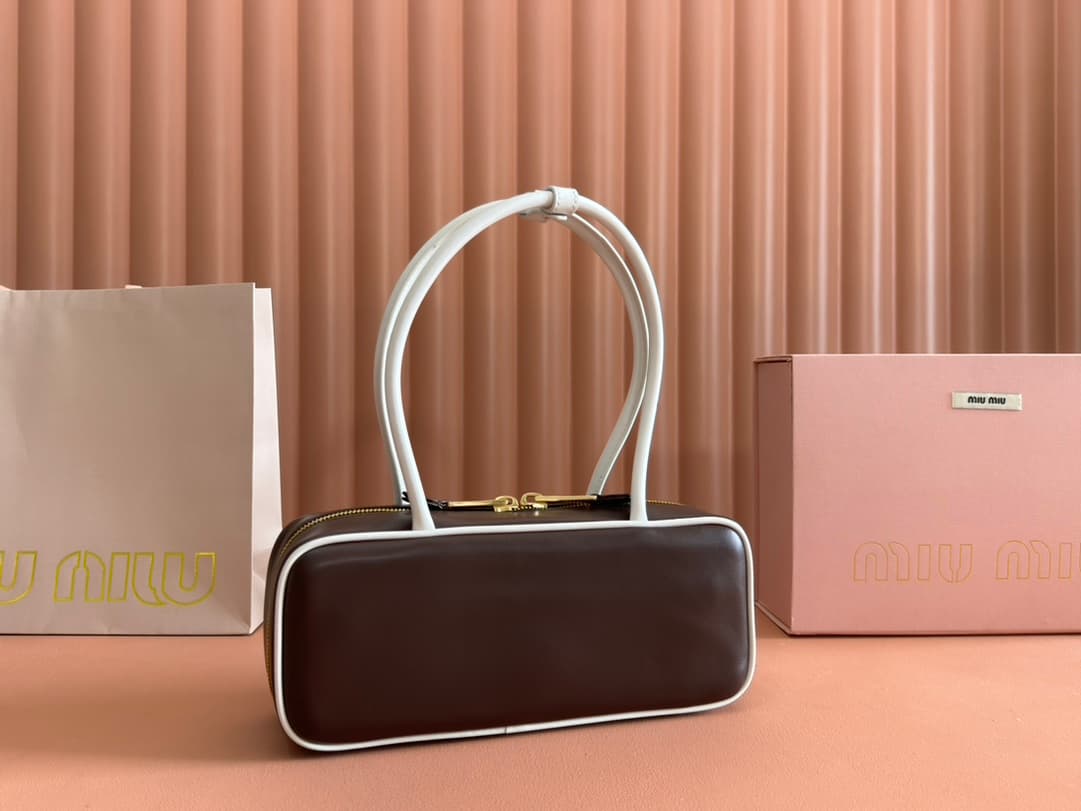 Miu Miu Contrast Beau Bag Briarwood/White 5BB173 TOP