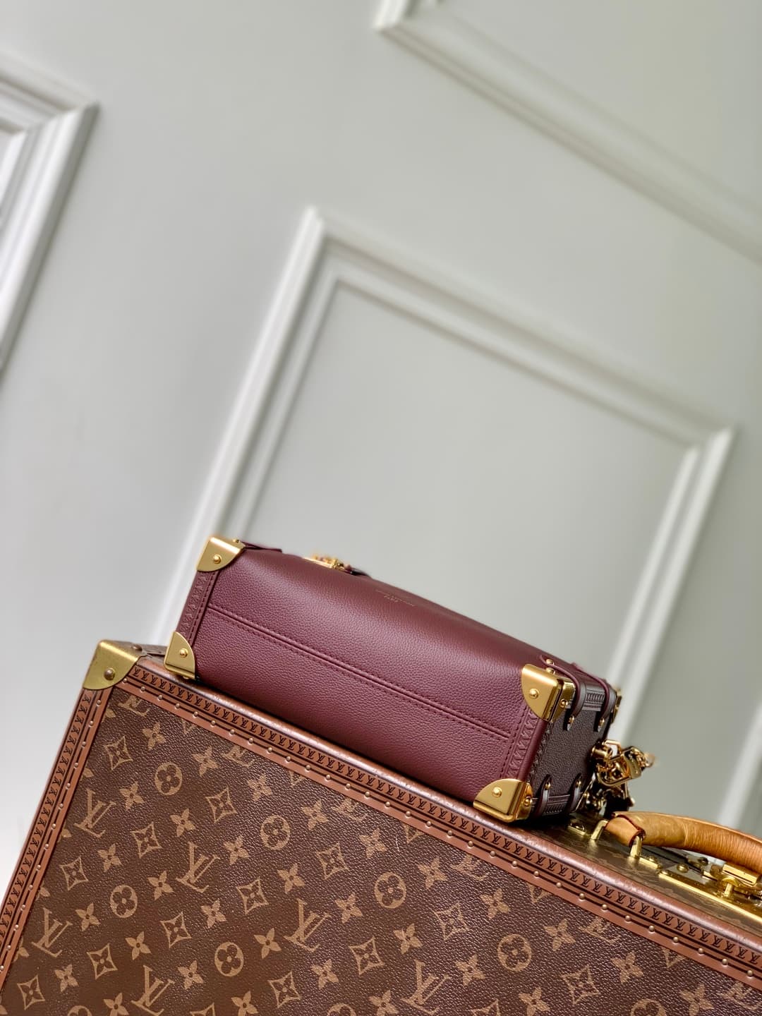 Louis Vuitton Side Trunk MM Calf leather M25669 Wine Red High