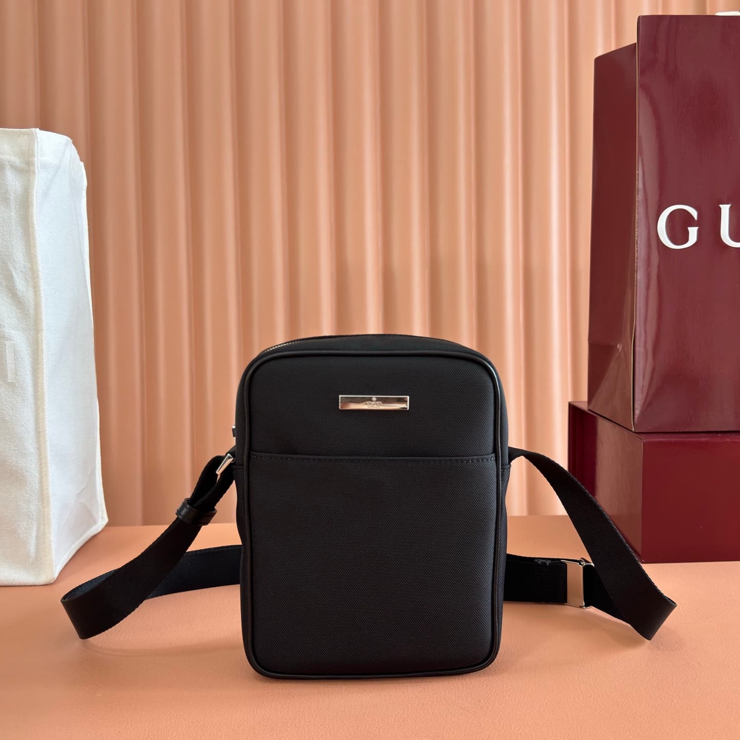 Gucci Tag small crossbody bag in black nylon A0022Z High