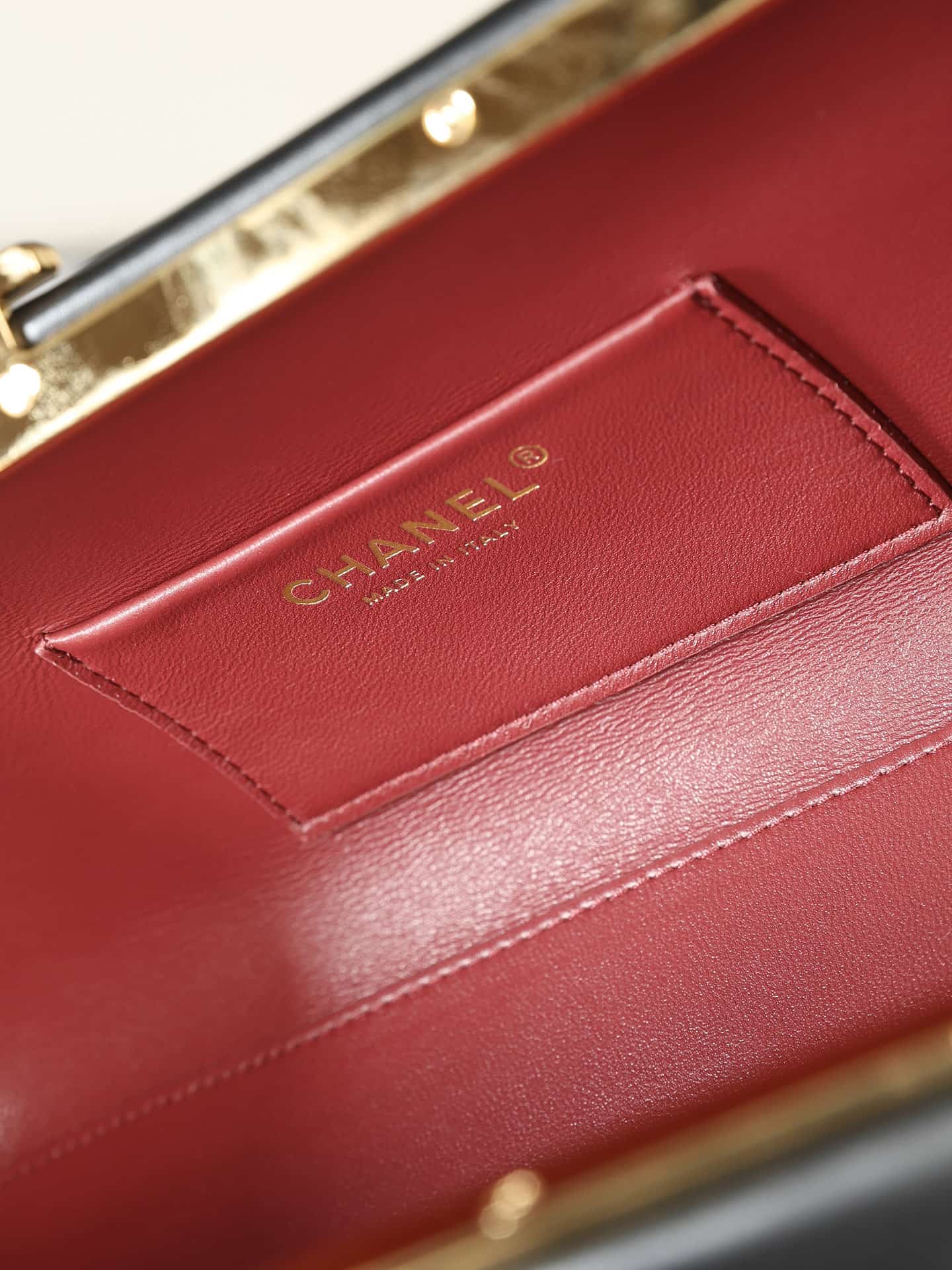 Chanel Shiny Calfskin Coco Bowling Bag & Gold-Tone Metal 6434 A