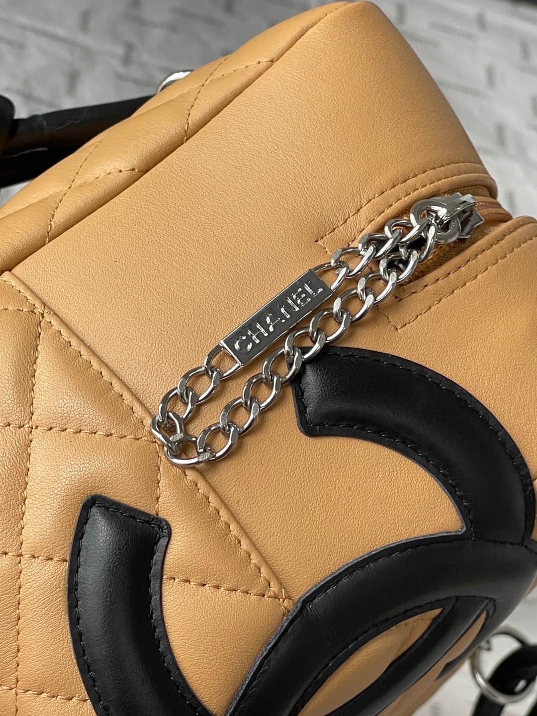 Chanel Cambon Ligne Bowler bag Calfskin & Silver-Tone Metal AS25171 Beige High