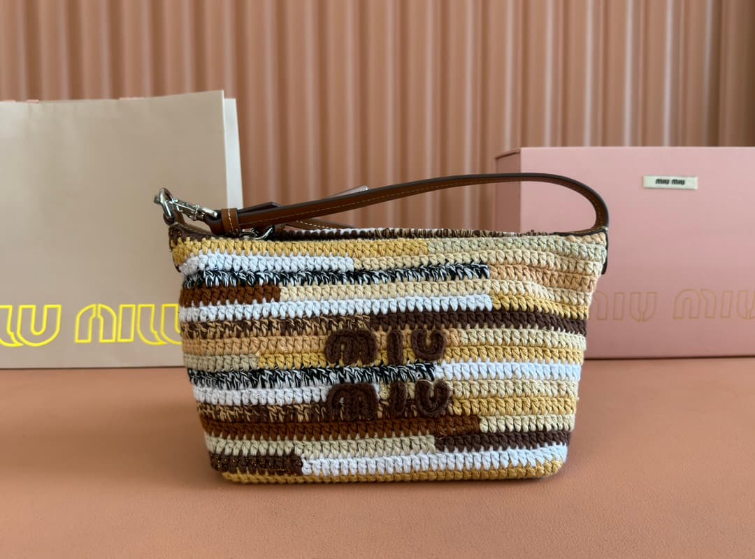 Miu Miu Fabric Crochet Mini Spirit Bag in Naturale Multicolor 5NE841 High