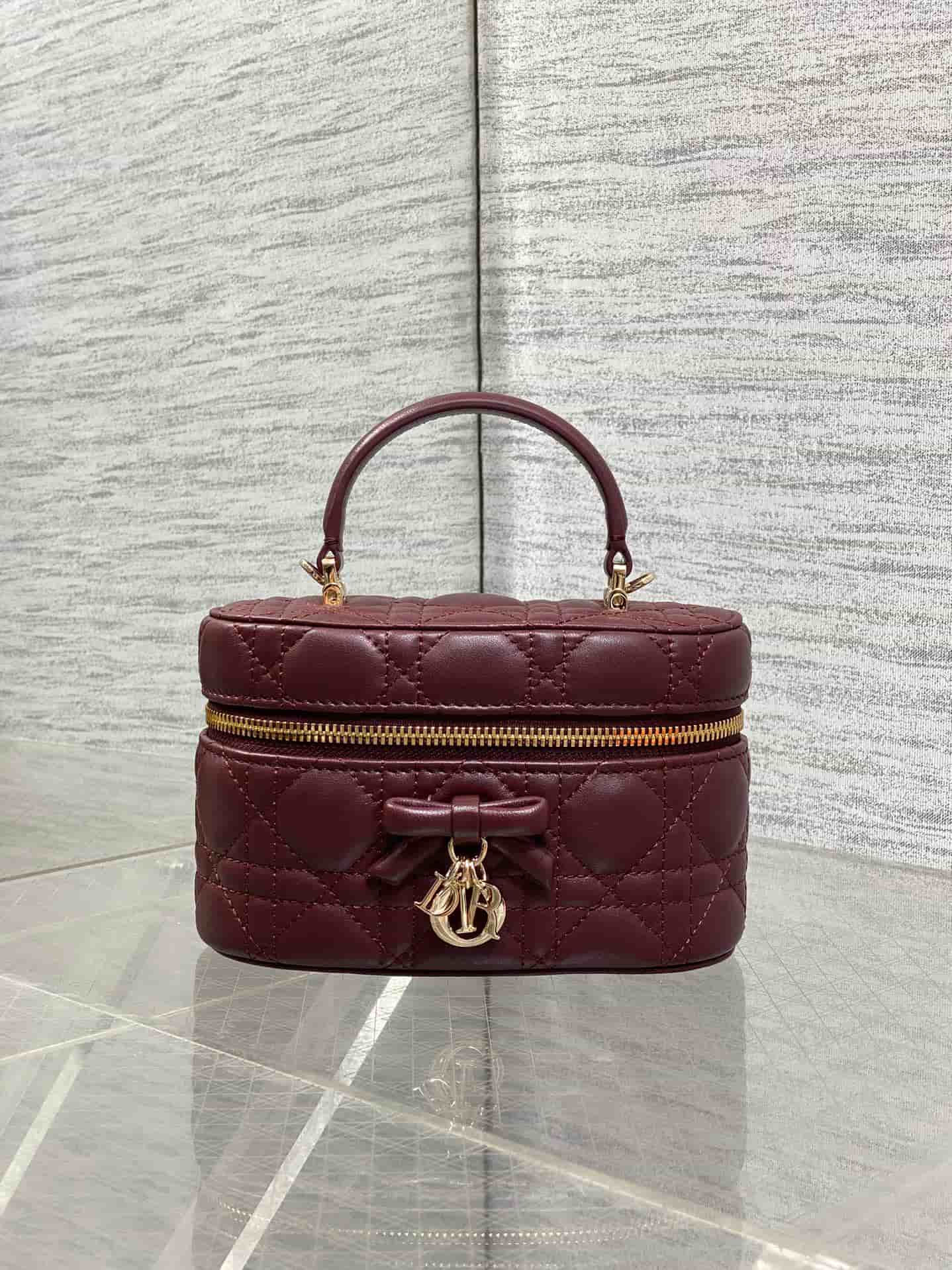 Dior Mini Vanity Rouge Hermitage Cannage Lambskin S2603 High