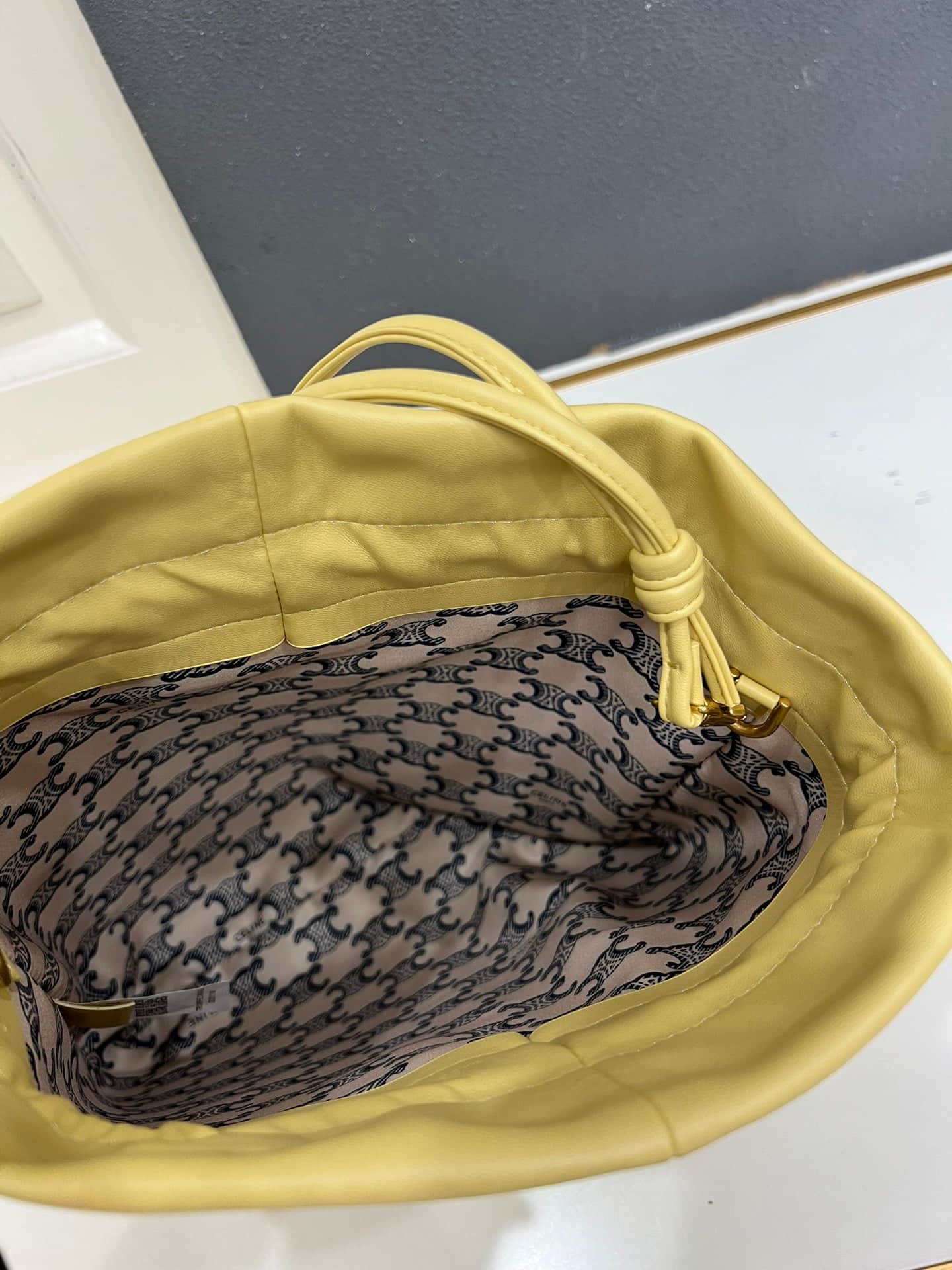 Celine SMALL CRYSTAL POUCH IN LAMBSKIN Yellow High