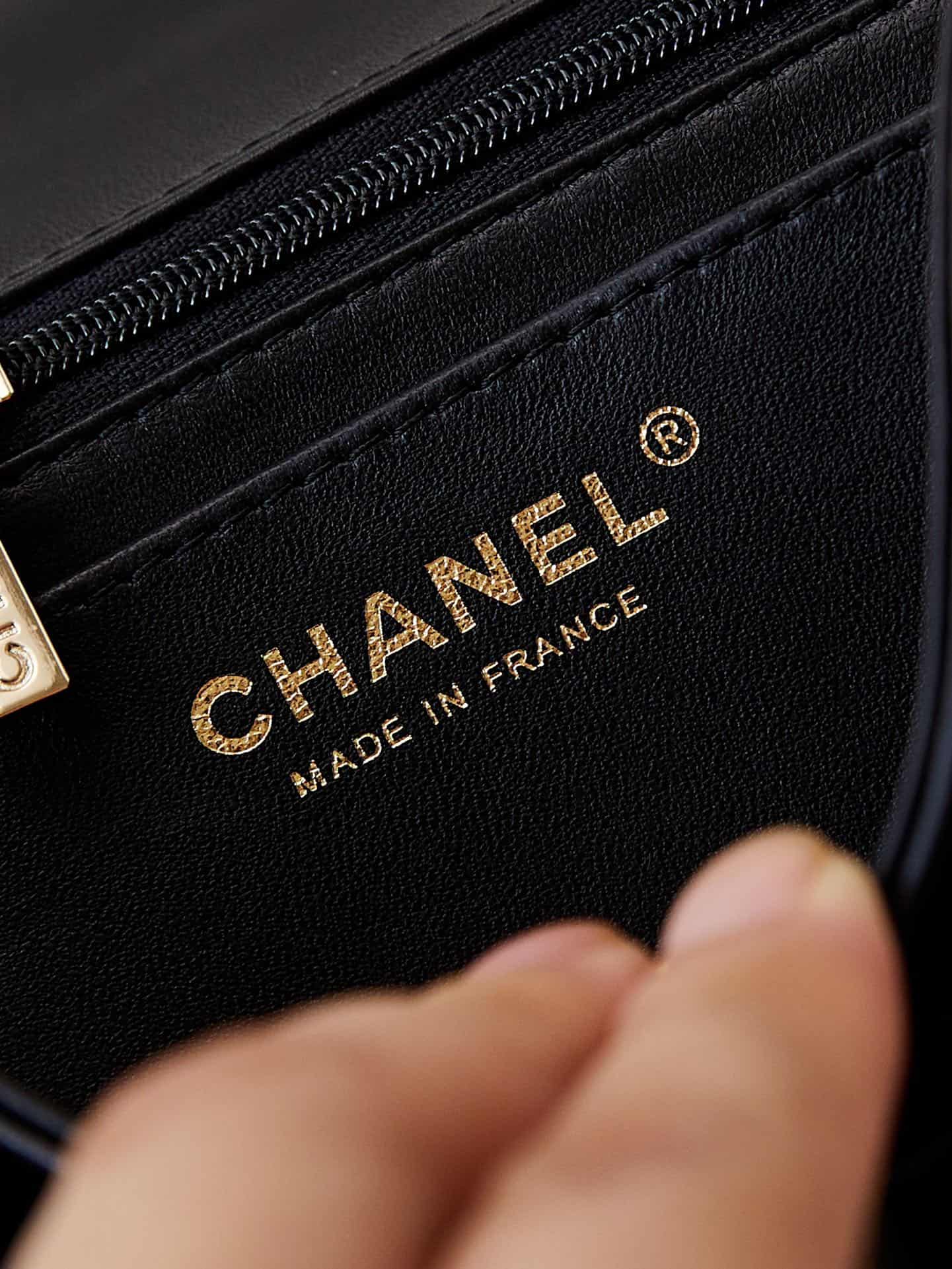 Chanel Mini Flap Bag with Top Handle Lambskin& Gold-Tone Metal Black AS4924 A