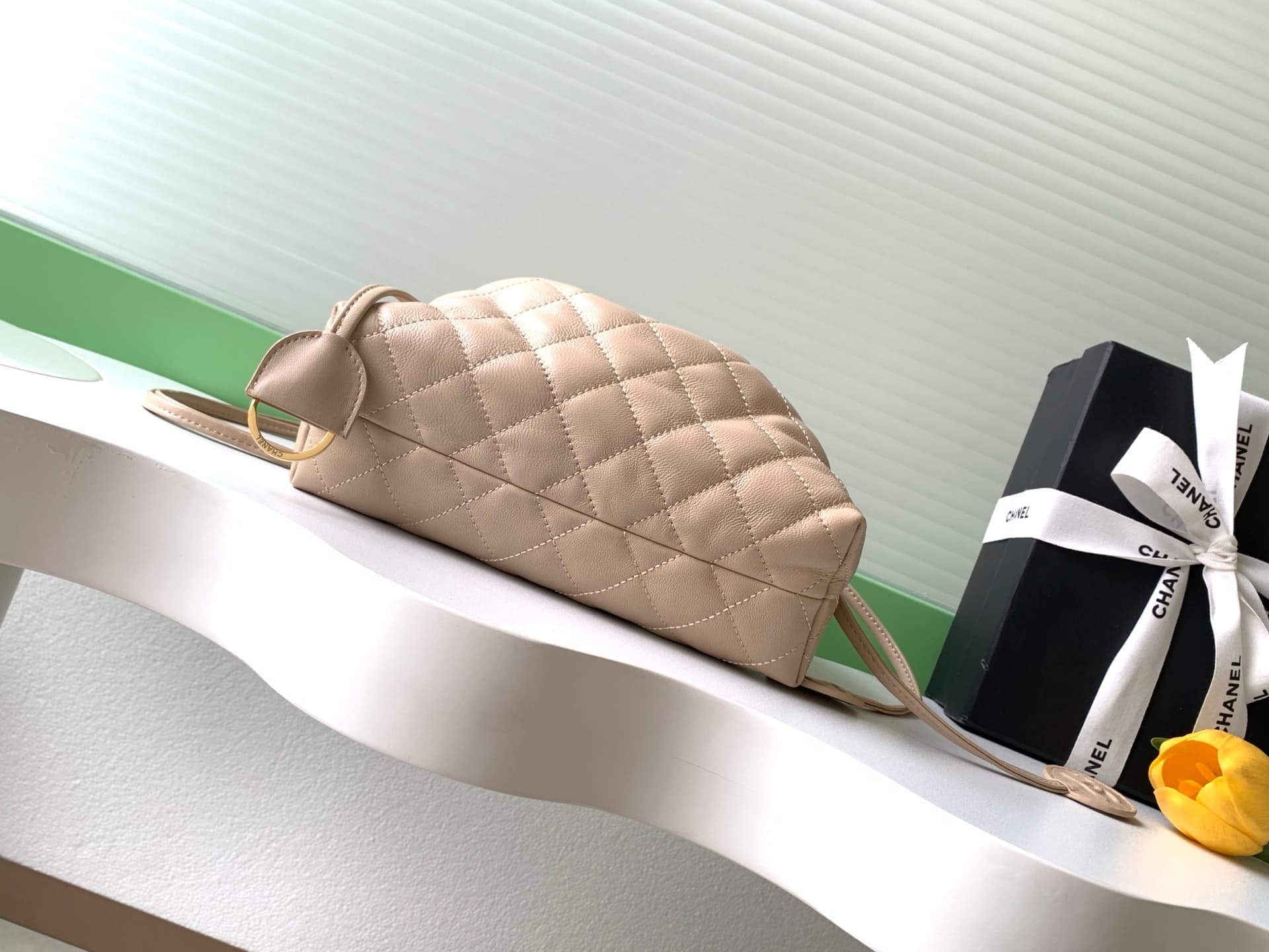 Chanel Clutch with Leather Strap Quilted Leather & Gold-tone Metal AP5227 Beige A