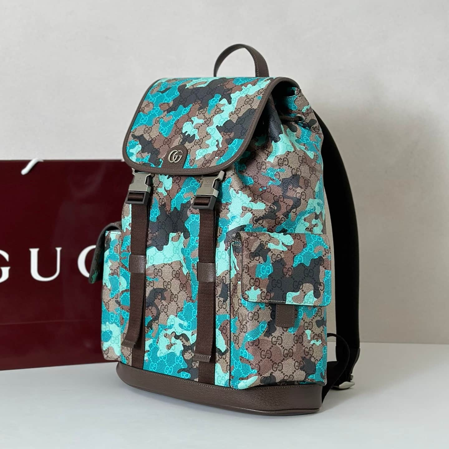 Gucci Ophidia Large Backpack Blue Camouflage 839110 High