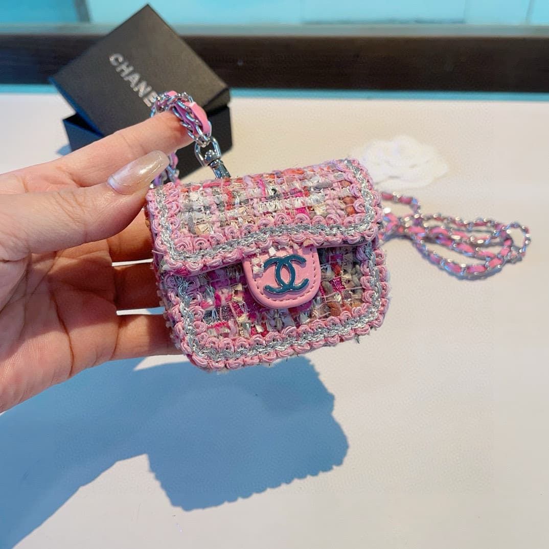 Chanel tweed interwoven chain AirPods cases
