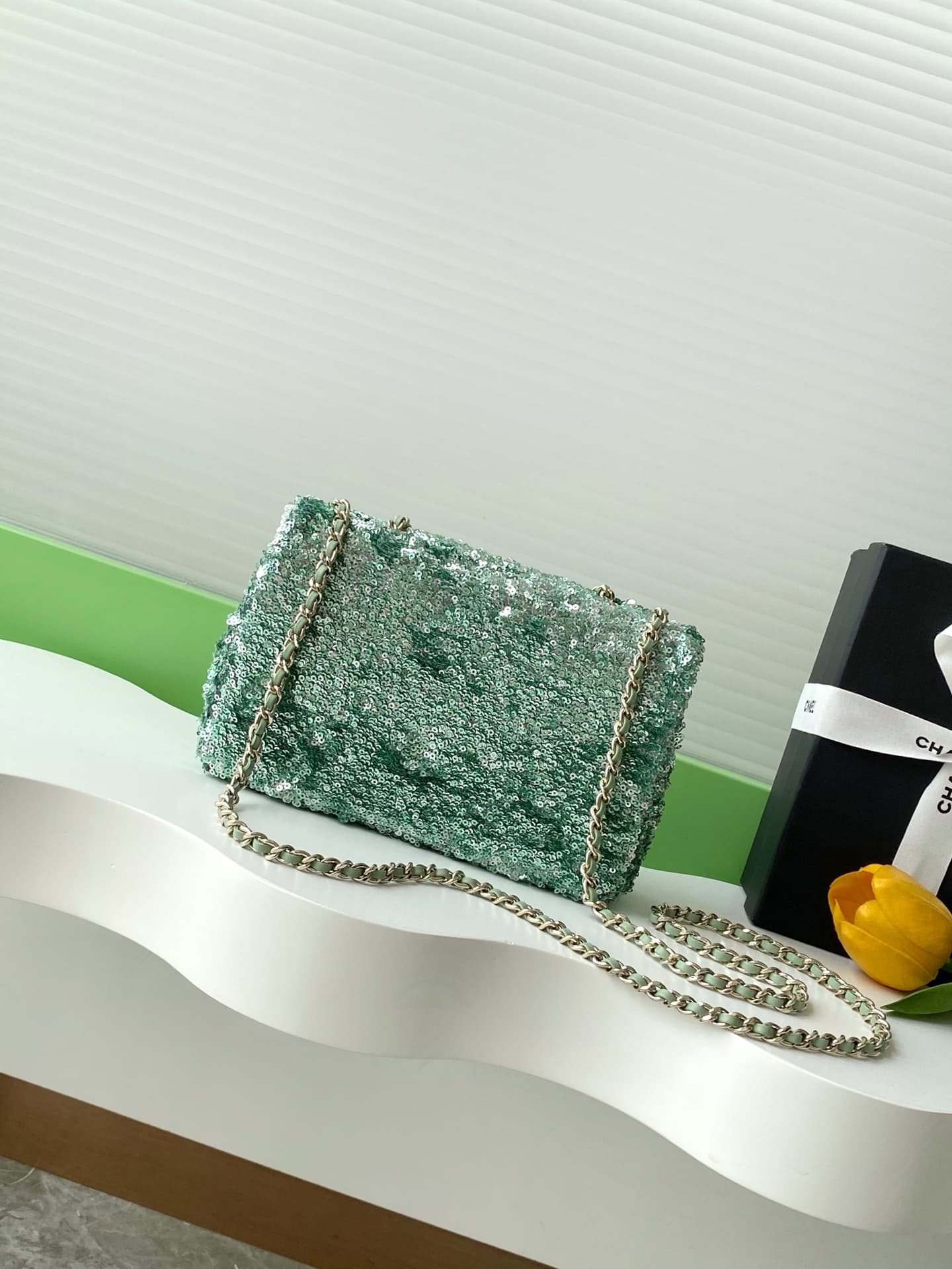 Chanel Flap Bag Sequins & Gold-Tone Metal AS4561  A