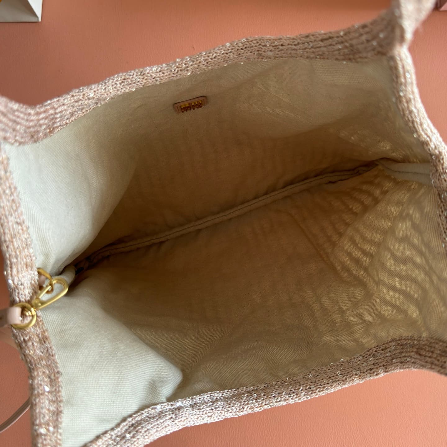 Miu Miu Ivy sequin mesh bag Powder Pink 5BG231 TOP