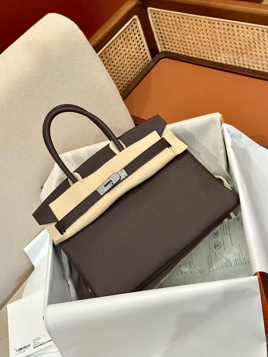 Hermes Birkin 25/30/35cm Bag Togo Leather In Ebene WAX High