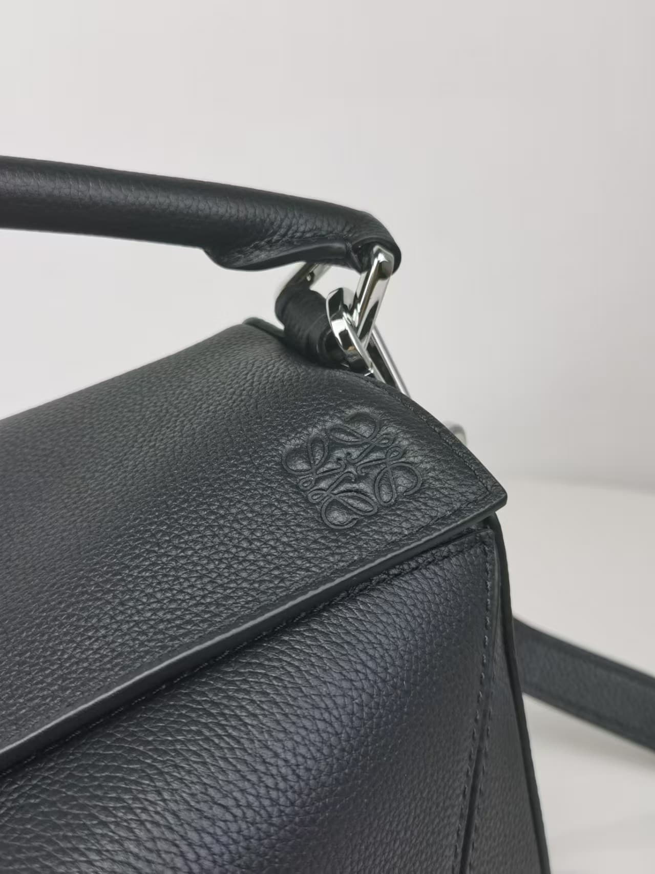 Small Puzzle bag in soft grained calfskin & Silver Metal Black High