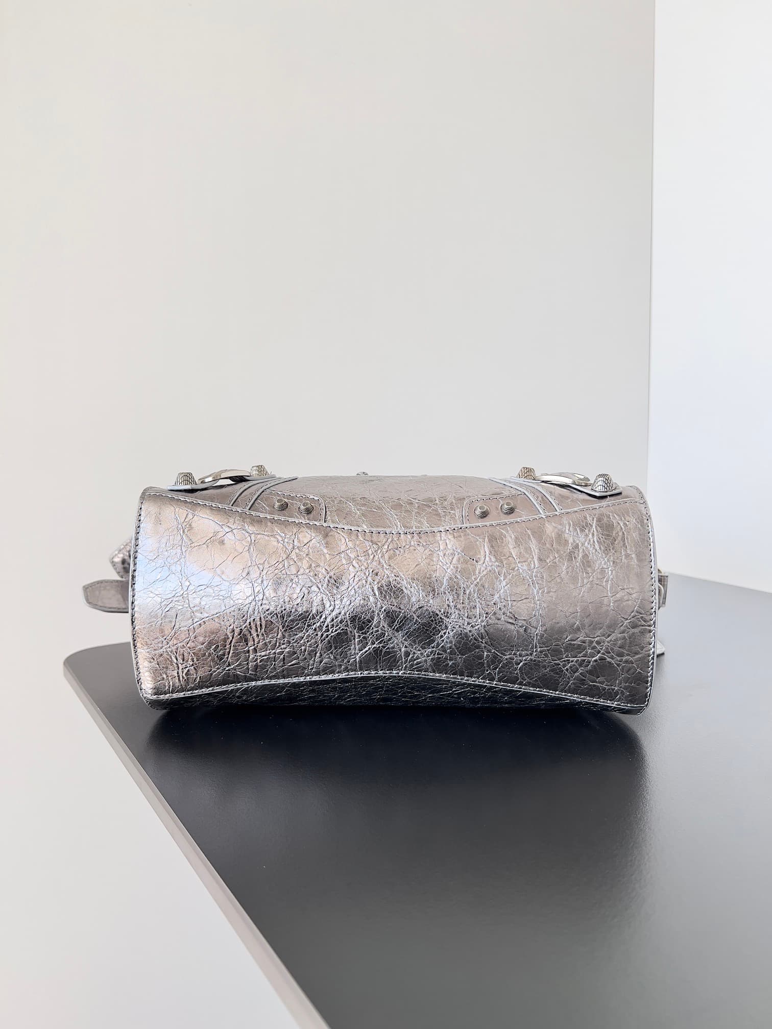 Balenciaga Small Neo Cagole City bag in Sliver lambskin leather High