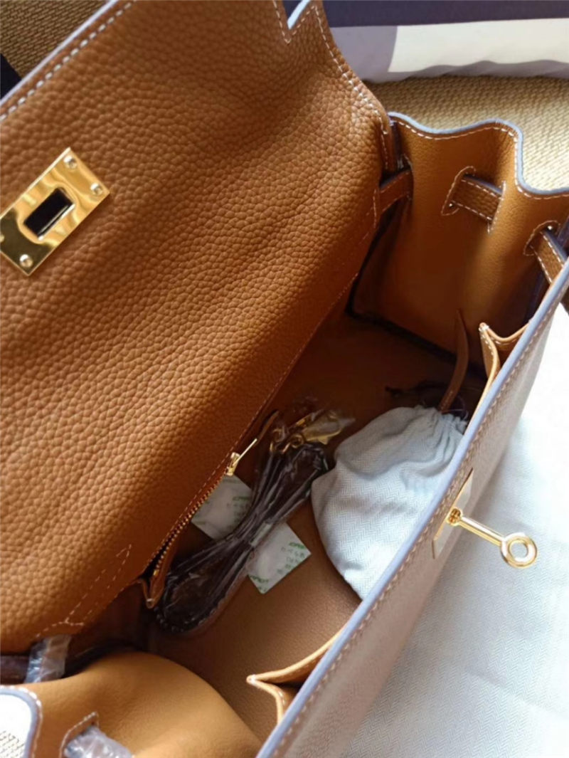 Hermes Kelly 25/28 Retourne Bag Calfskin In Camel High