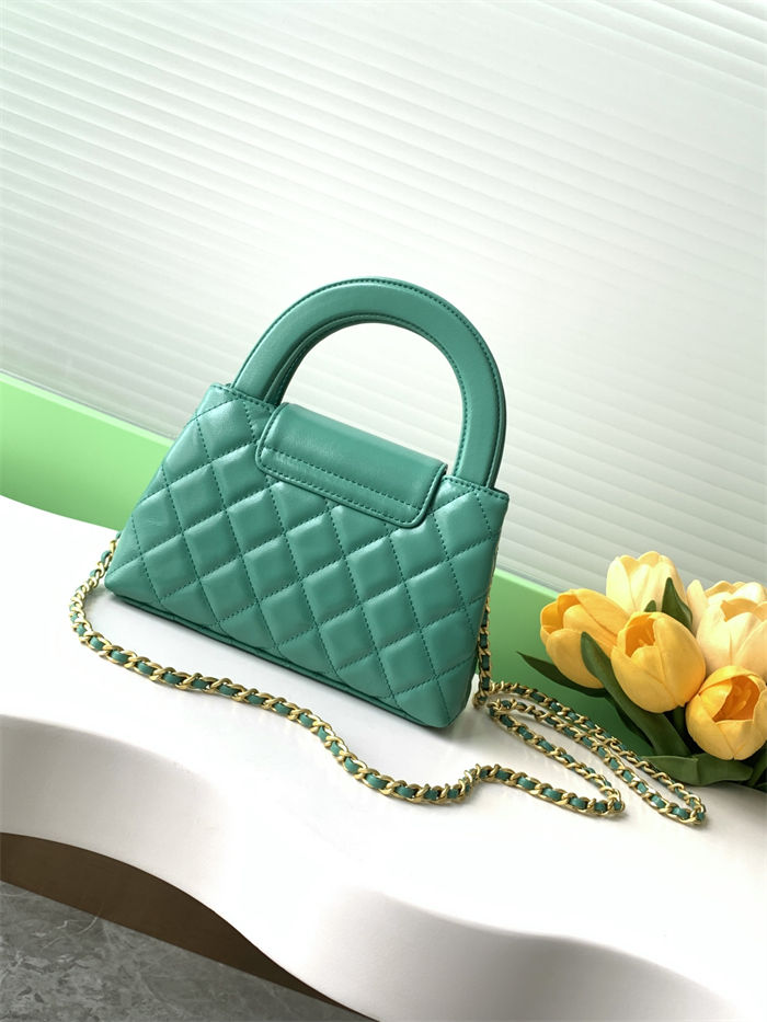 Chanel MINI SHOPPING BAG AS4416 Shiny Aged Calfskin & Gold-Tone Metal Green-Lt A
