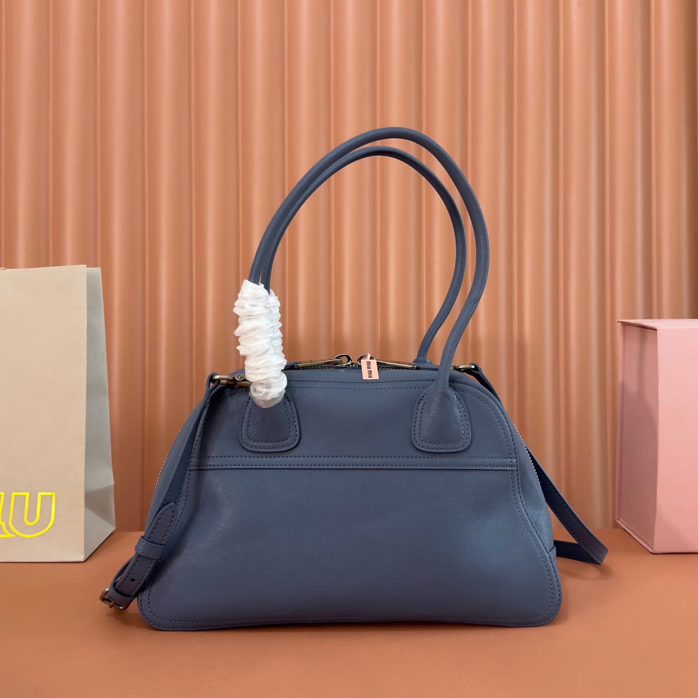 Miu Miu Vivant nappa leather bag Dark Blue 5bb199 TOP