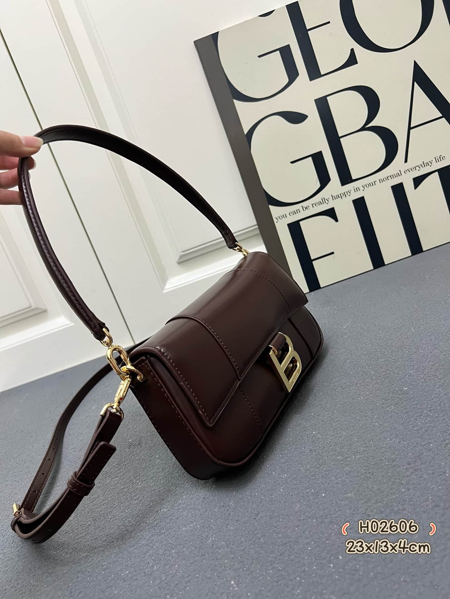 Balenciaga Hourglass sling bag dark brown High