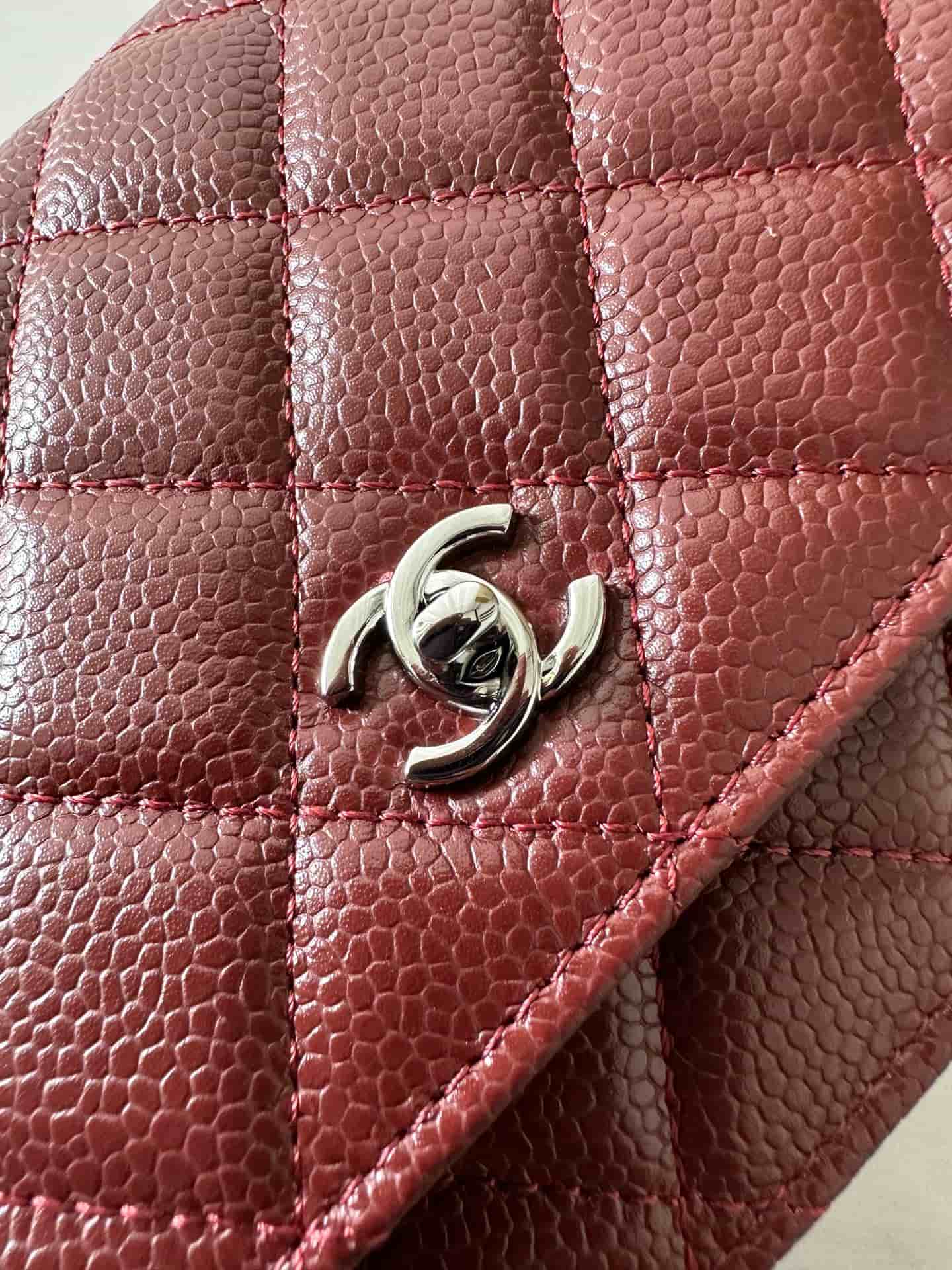 Chanel Classic Wallet on Chain Grained Shiny Calfskin & Silver-Tone Metal AP4241 Dark Brown High