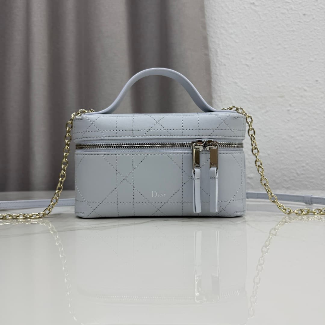 Dior Trianon Soft Vanity Bag Blue Lambskin S4613 High