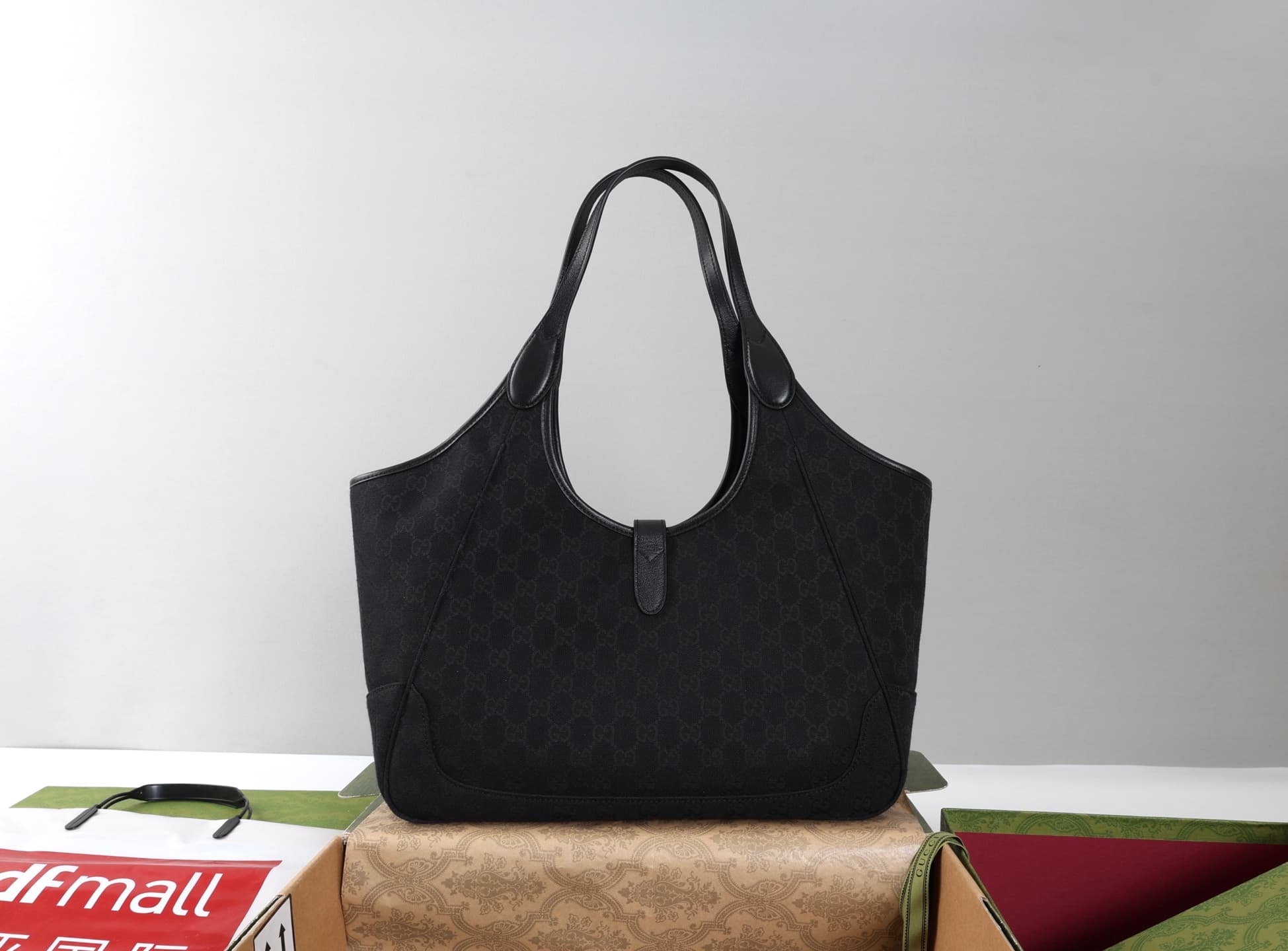 Gucci Mercato medium tote bag Black GG canvas 866645 High