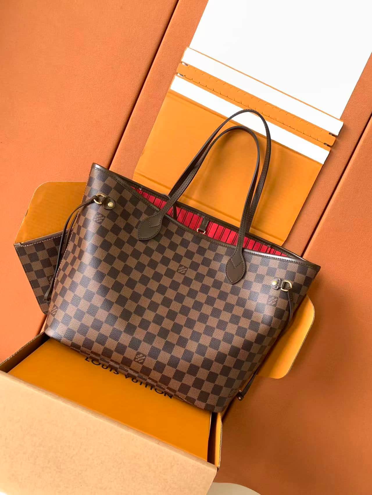 Louis Vuitton Neverfull MM Cerise Red Damier Ebene coated canvas N40599 TOP