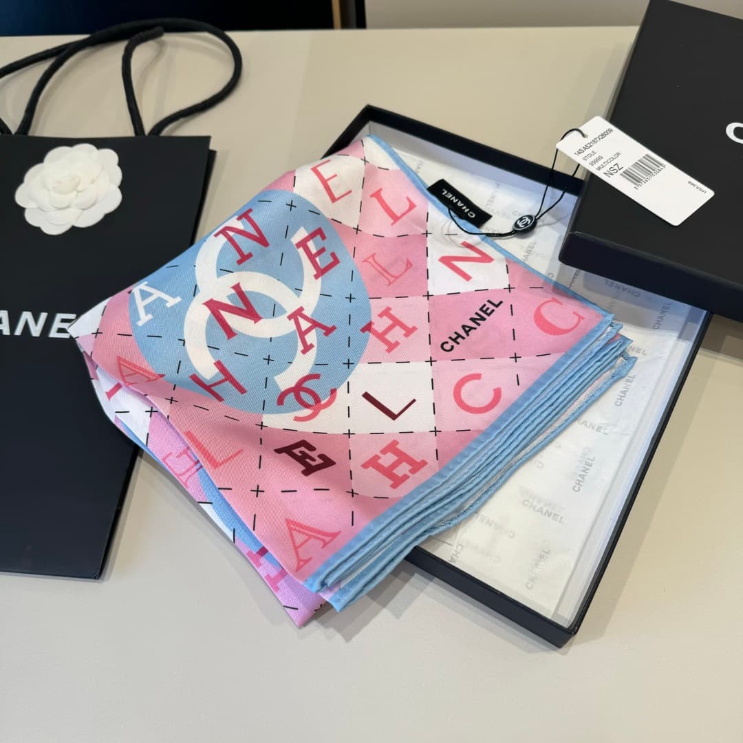 Chanel Silk Interlocking CC Logo Scarf