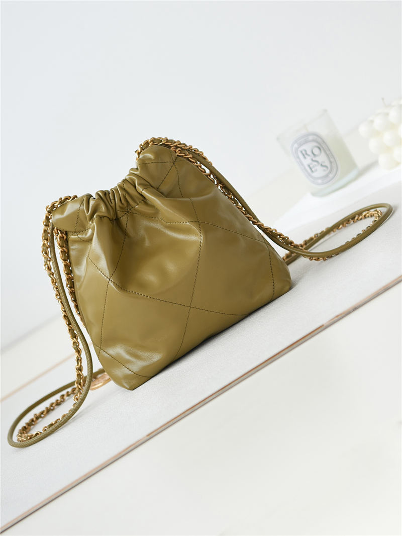 Chanel 22 MINI HANDBAG Shiny Calfskin Mustard & Gold-Tone Metal AS3980 A