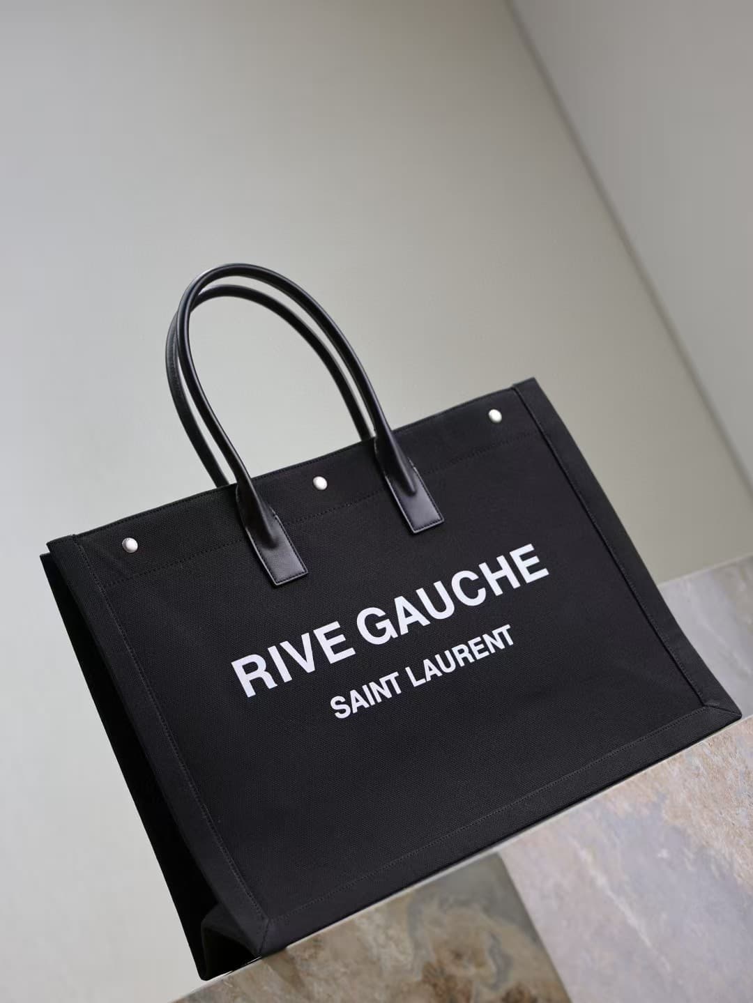 RIVE GAUCHE TOTE BAG IN CANVAS AND LEATHER High